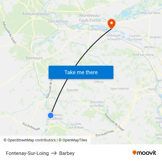 Fontenay-Sur-Loing to Barbey map
