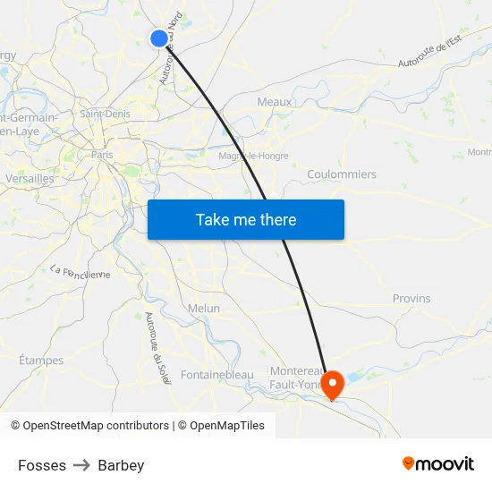 Fosses to Barbey map