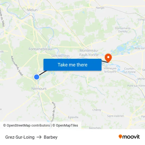 Grez-Sur-Loing to Barbey map