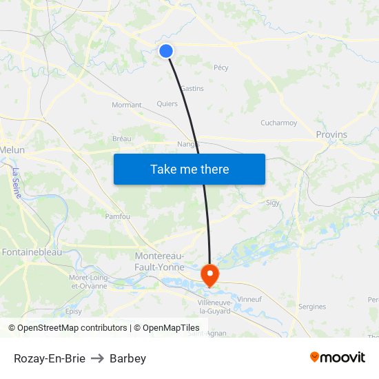Rozay-En-Brie to Barbey map