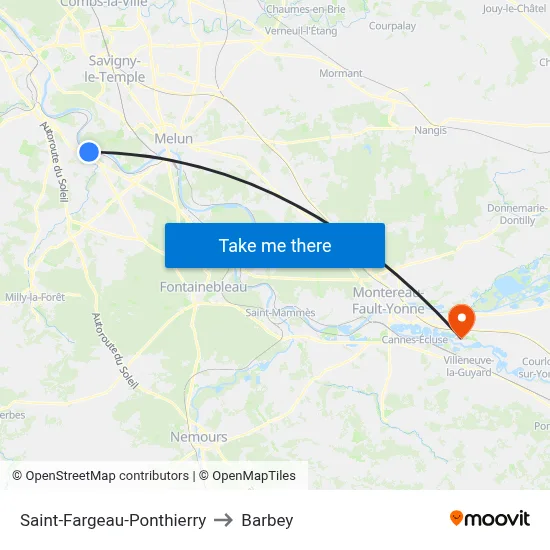 Saint-Fargeau-Ponthierry to Barbey map