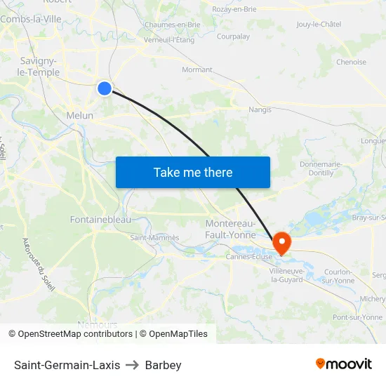 Saint-Germain-Laxis to Barbey map