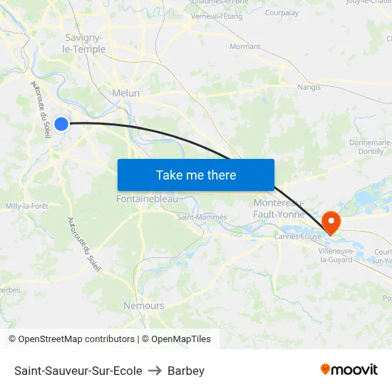 Saint-Sauveur-Sur-Ecole to Barbey map
