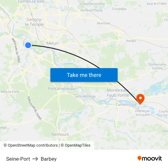 Seine-Port to Barbey map