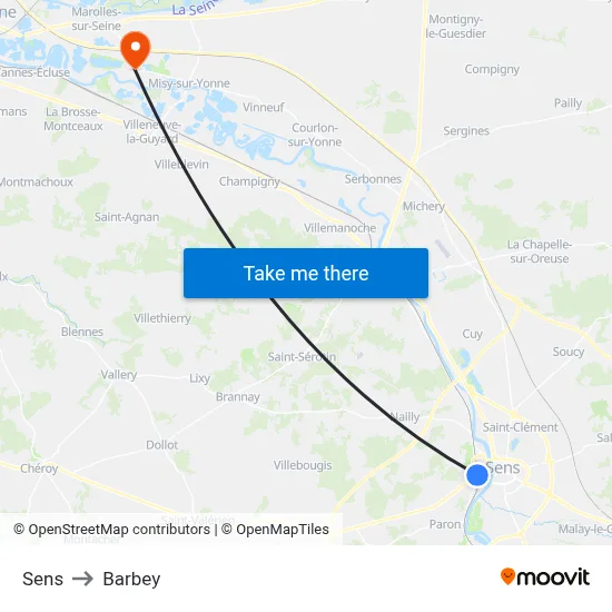 Sens to Barbey map