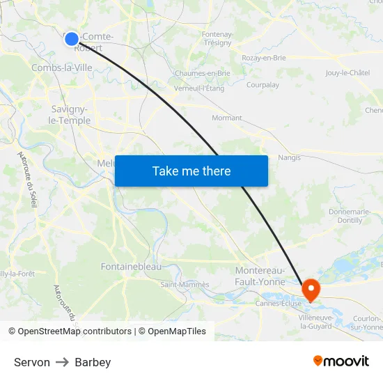 Servon to Barbey map