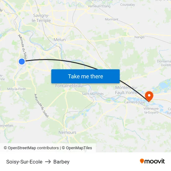 Soisy-Sur-Ecole to Barbey map