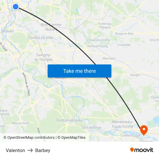Valenton to Barbey map