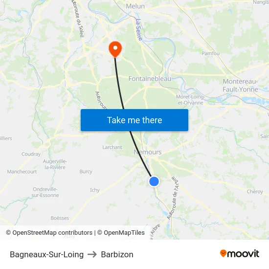 Bagneaux-Sur-Loing to Barbizon map