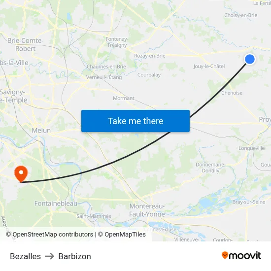 Bezalles to Barbizon map