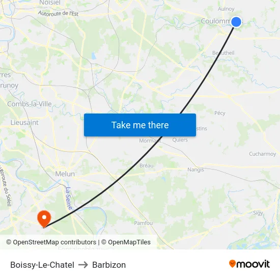 Boissy-Le-Chatel to Barbizon map