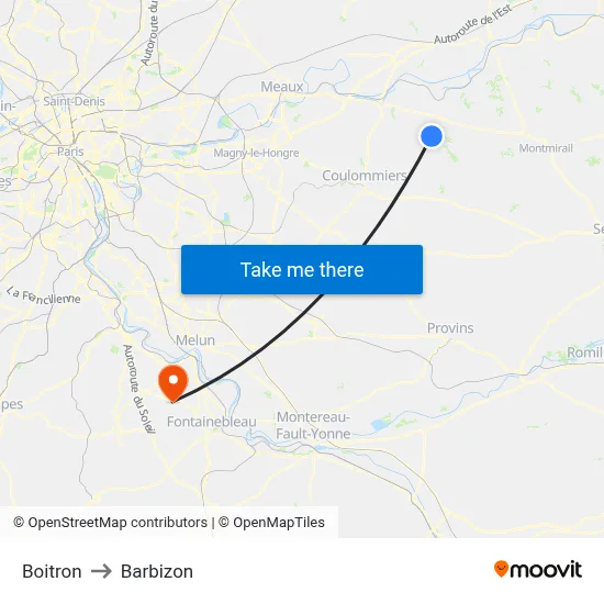 Boitron to Barbizon map