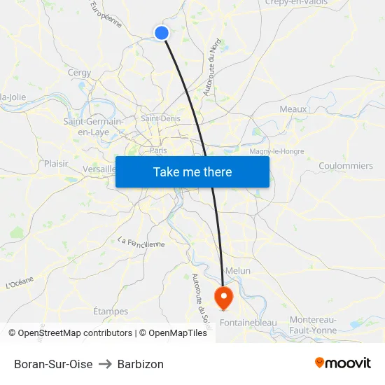 Boran-Sur-Oise to Barbizon map