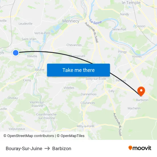 Bouray-Sur-Juine to Barbizon map
