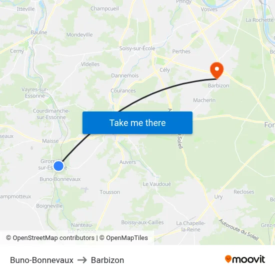 Buno-Bonnevaux to Barbizon map