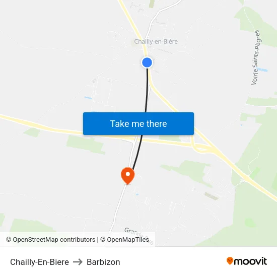 Chailly-En-Biere to Barbizon map