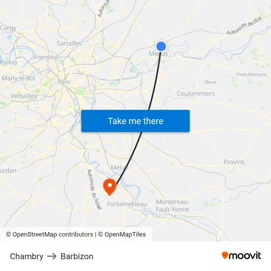 Chambry to Barbizon map