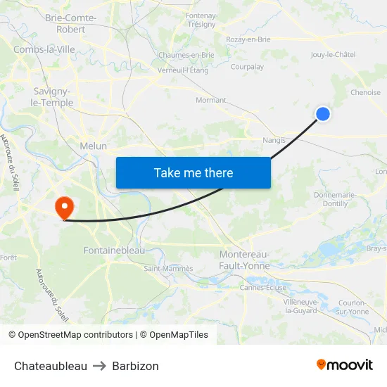 Chateaubleau to Barbizon map