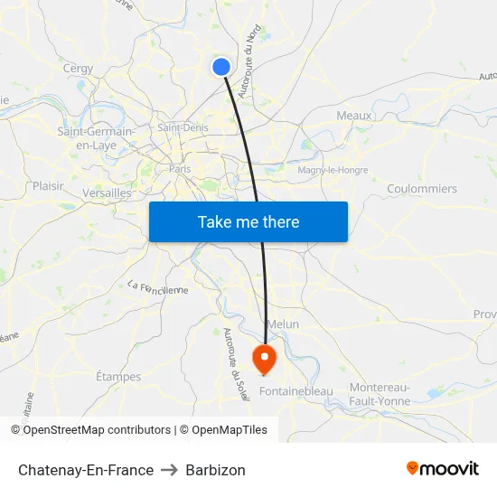 Chatenay-En-France to Barbizon map