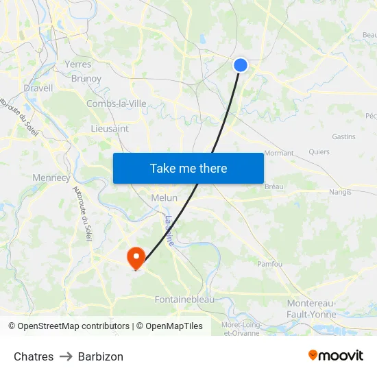 Chatres to Barbizon map