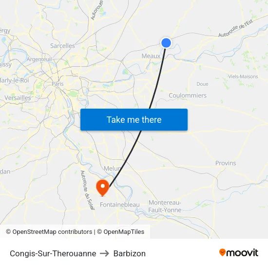 Congis-Sur-Therouanne to Barbizon map