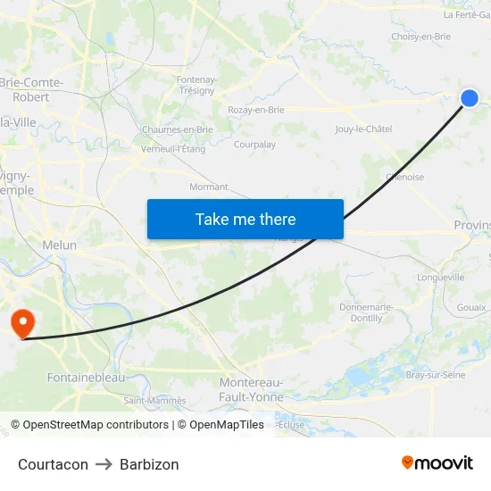 Courtacon to Barbizon map