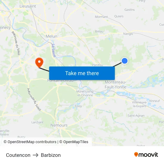 Coutencon to Barbizon map