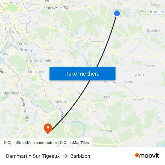 Dammartin-Sur-Tigeaux to Barbizon map