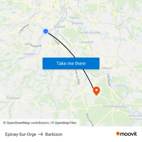 Epinay-Sur-Orge to Barbizon map
