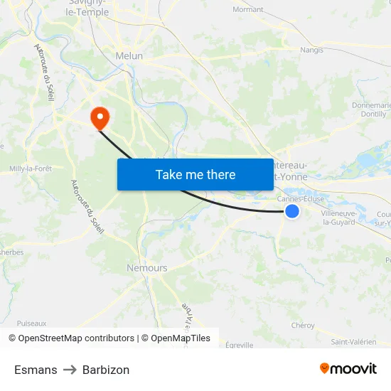 Esmans to Barbizon map