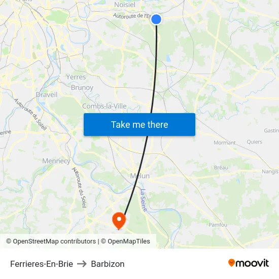 Ferrieres-En-Brie to Barbizon map