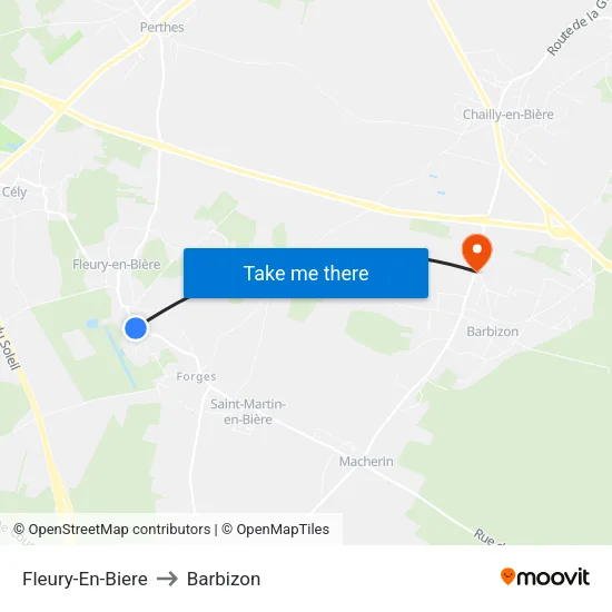 Fleury-En-Biere to Barbizon map