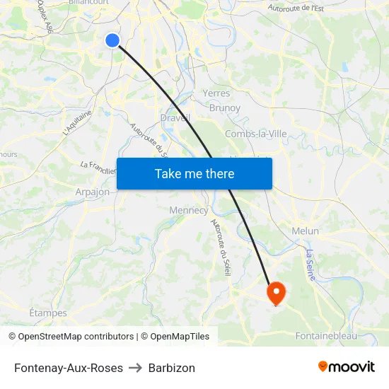 Fontenay-Aux-Roses to Barbizon map