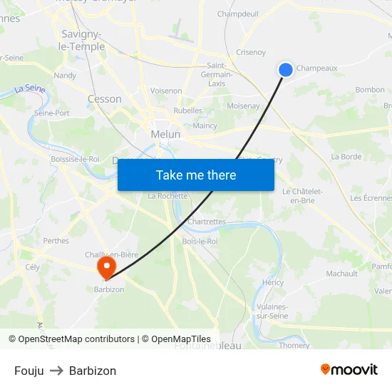 Fouju to Barbizon map