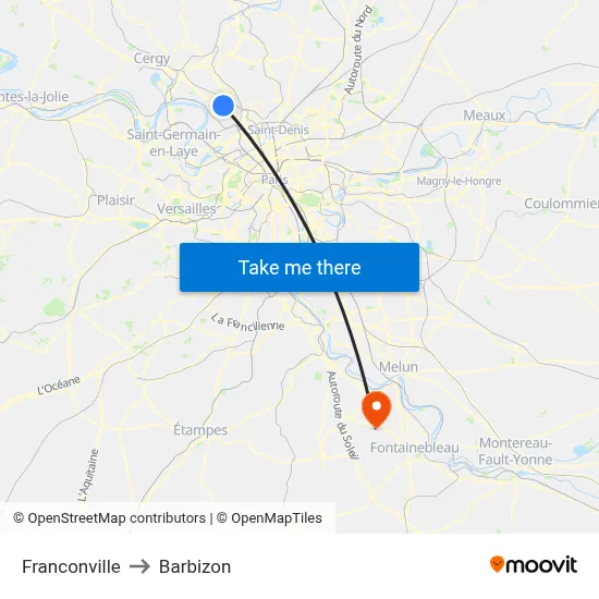 Franconville to Barbizon map