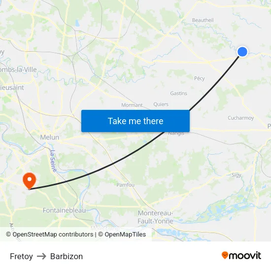 Fretoy to Barbizon map