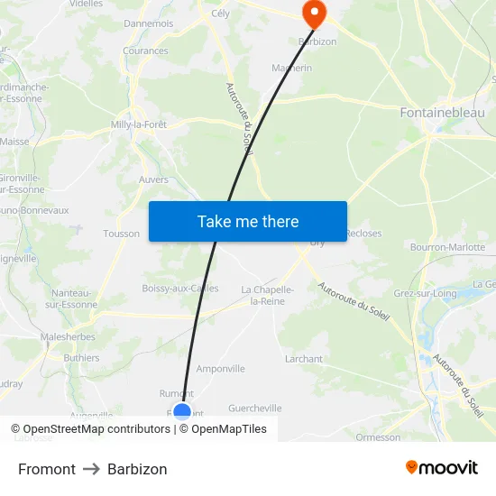 Fromont to Barbizon map