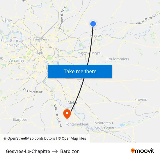 Gesvres-Le-Chapitre to Barbizon map
