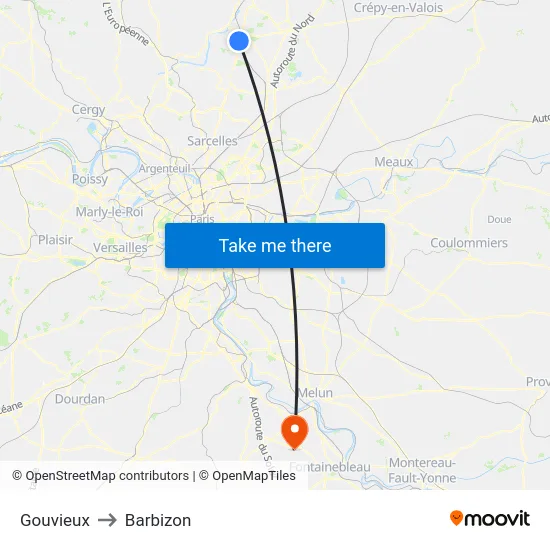 Gouvieux to Barbizon map