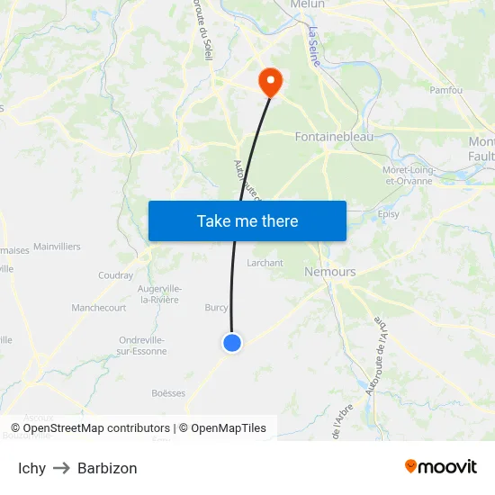 Ichy to Barbizon map