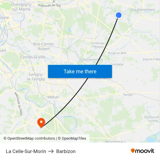 La Celle-Sur-Morin to Barbizon map