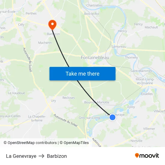 La Genevraye to Barbizon map