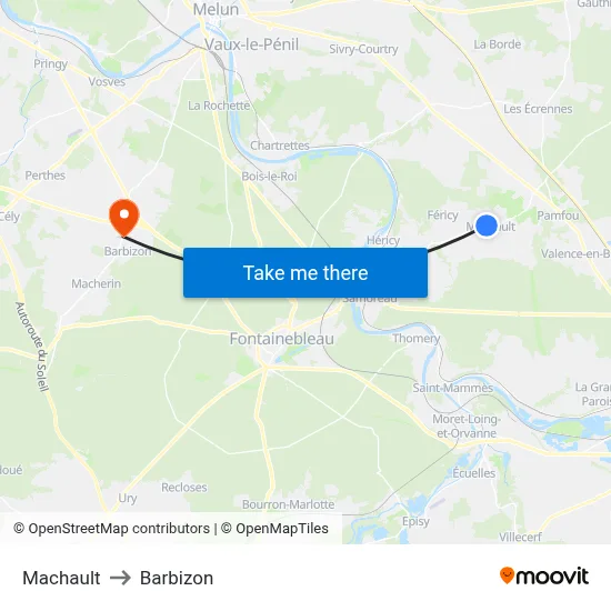 Machault to Barbizon map