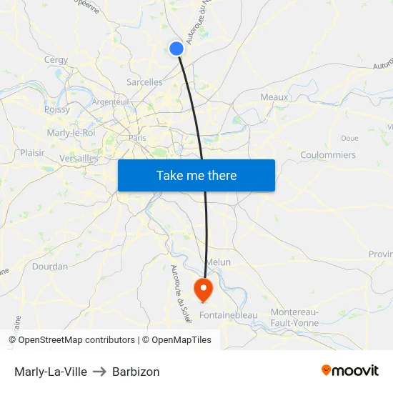 Marly-La-Ville to Barbizon map