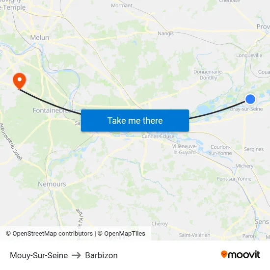 Mouy-Sur-Seine to Barbizon map