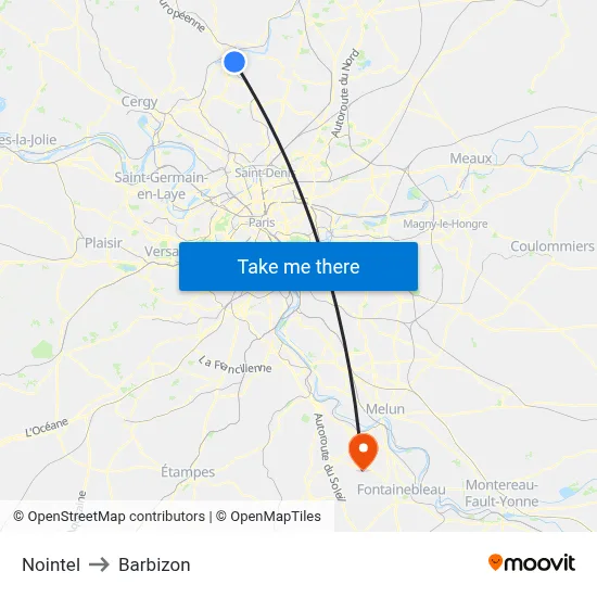 Nointel to Barbizon map