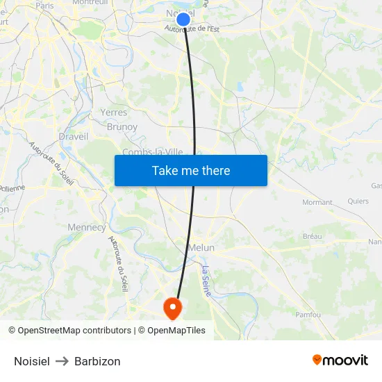 Noisiel to Barbizon map