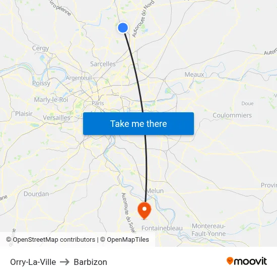 Orry-La-Ville to Barbizon map