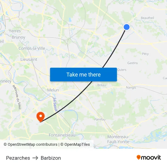 Pezarches to Barbizon map