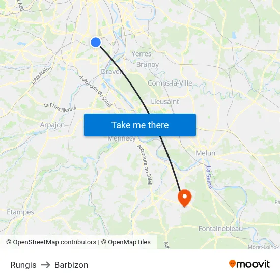 Rungis to Barbizon map